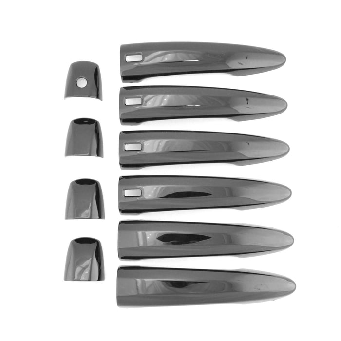 DH6292BLK 19-24 Nissan Altima, 20-24 Nissan Sentra, 21-24 Nissan Rogue, 22-24 Nissan Pathfinder, 23-24 Nissan ARIYA W/ Smart Key 10 PCS Gloss Black Snap-on W/Tape Patented Door Handle Cover