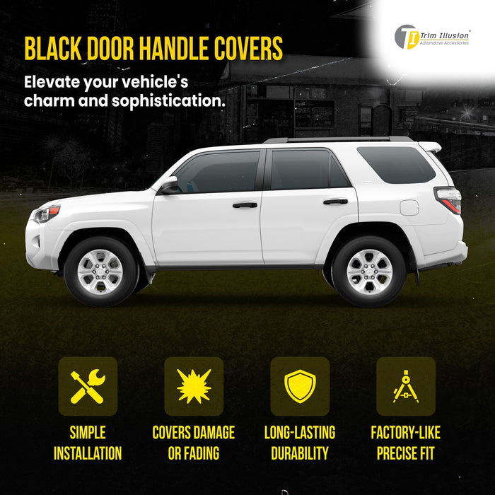 DH6312BLK 10-24 Toyota 4Runner Does not fit Limited Works over Keyless Sensors 8 PCS Gloss Black Snap-on W/Tape Patented Door Handle Cover