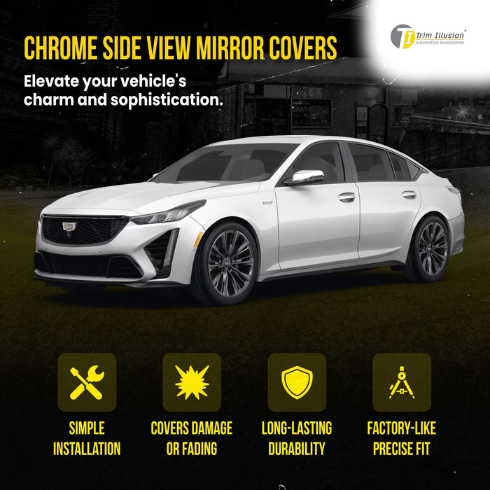 MC352 15-19 Cadillac ATS/CTS, 16-20 Cadillac CT6, 20-24 Cadillac CT5 2 PCS W/ or W/O Turn Signal Chrome Tape-on Mirror Cover