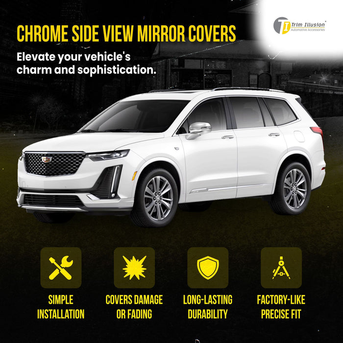 MC355 17-24 Cadillac XT5, 19-24 Cadillac XT4, 20-24 Cadillac XT6, 19-24 Chevrolet Blazer, 2024 Honda Prologue 4 PCS With Turn Signal Full Chrome Tape-on Mirror Cover