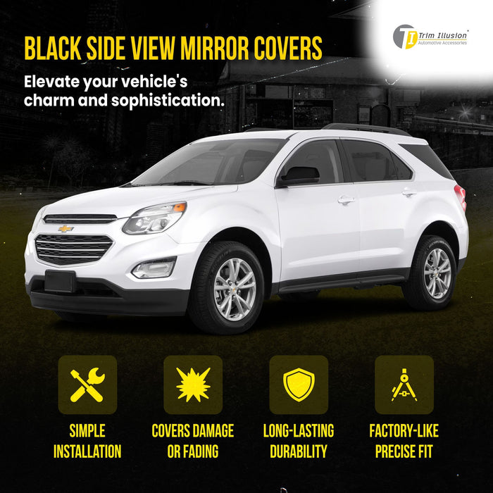 MC6164BLK 10-17 Chevrolet Equinox, 11-17 GMC Terrain 2 PCS Top Gloss Black Tape-on Mirror Cover