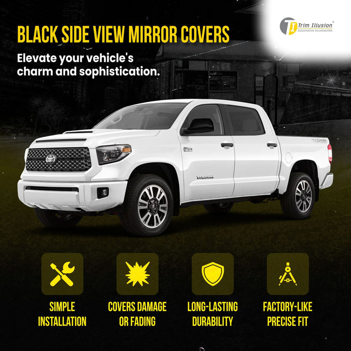 MC6177BLK 07-22 Toyota Sequoia, 07-21 Toyota Tundra 2 PCS Full Gloss Black Tape-on Mirror Cover