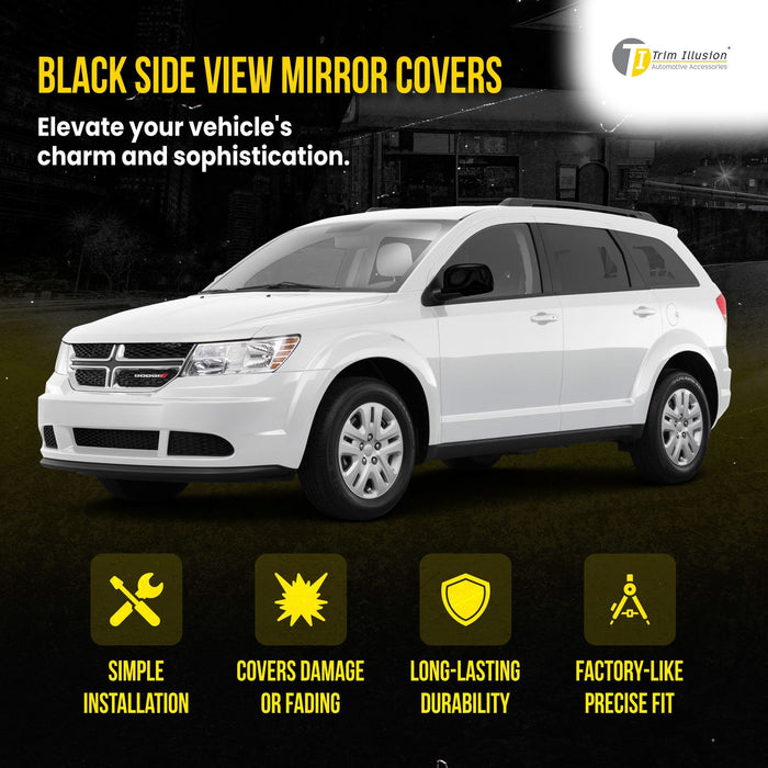 MC6219BLK 09-20 Dodge Journey 2 PCS Full Gloss Black Tape-on Mirror Cover