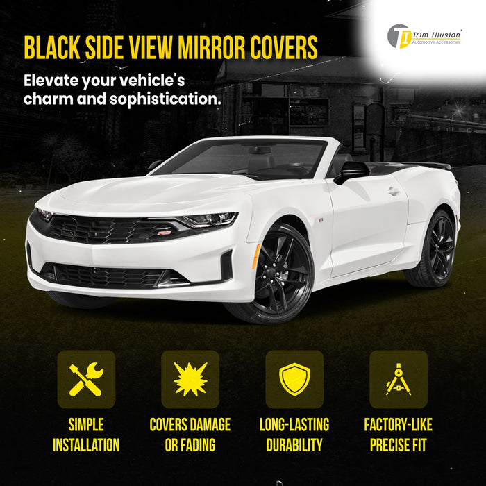 MC6227BLK 16-24 Chevrolet Camaro 2 PCS Full Gloss Black Tape-on Mirror Cover