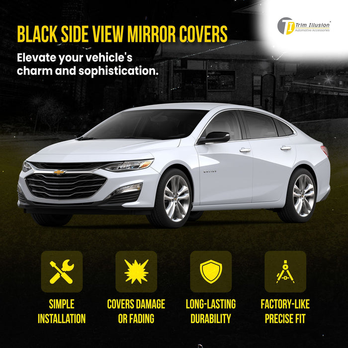 MC6249BLK 16-24 Chevrolet Malibu 2 PCS Top Gloss Black Tape-on Mirror Cover