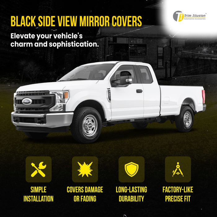 MC6262BLK 17-24 Ford F-250 Super Duty/F-350 Super Duty 2 PCS Top Gloss Black Tape-on Mirror Cover