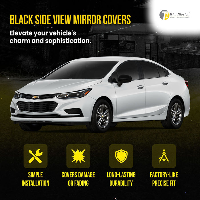 MC6273BLK 16-19 Chevrolet Cruze 2 PCS W/ or W/O Turn Signal Top Gloss Black Tape-on Mirror Cover