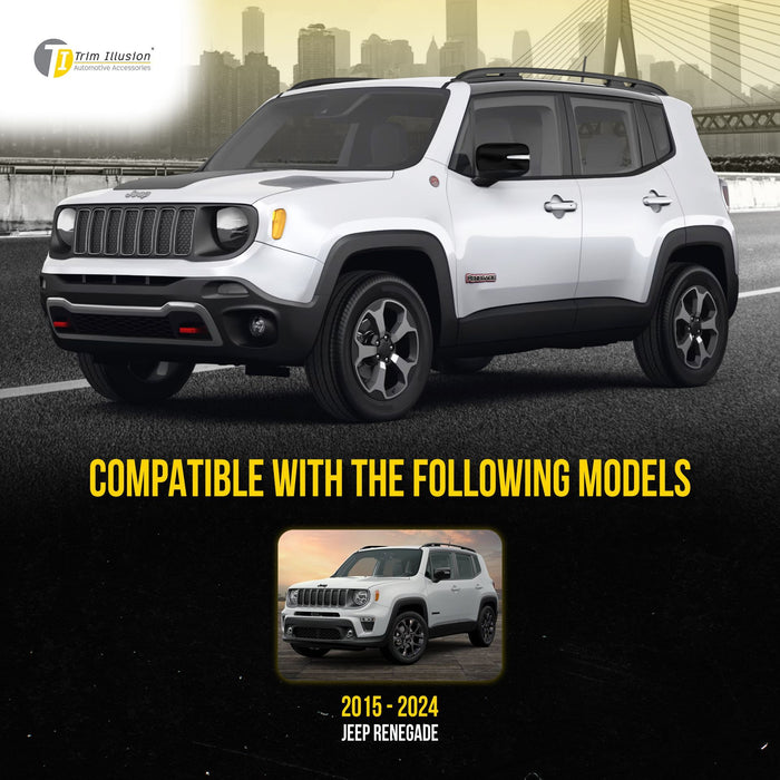 MC6280BLK 15-23 Jeep Renegade 2 PCS With Turn Signal Full Gloss Black Tape-on Mirror Cover