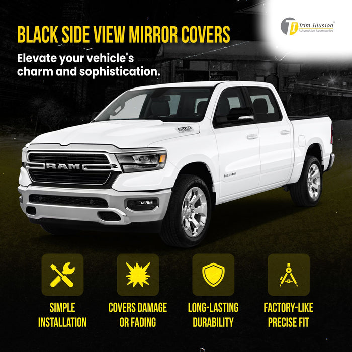 MC6290BLK 19-24 Ram 1500 2 PCS With Turn Signal Top Gloss Black Tape-on Mirror Cover