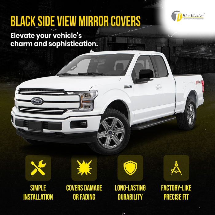 MC6323BLK 15-20 Ford F-150 2 PCS Top Gloss Black Replacement Mirror Cover