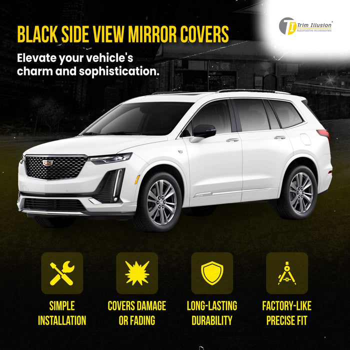 MC6355BLK 17-24 Cadillac XT5, 19-24 Cadillac XT4, 20-24 Cadillac XT6, 19-24 Chevrolet Blazer, 2024 Honda Prologue 4 PCS With Turn Signal Full Gloss Black Tape-on Mirror Cover