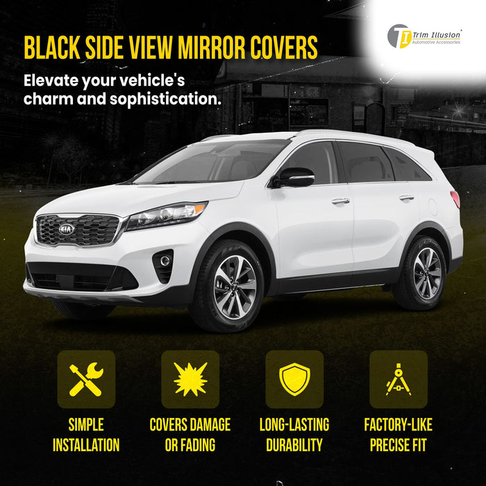 MC6356BLK 16-20 Kia Sorento 2 PCS With Turn Signal Top Gloss Black Tape-on Mirror Cover