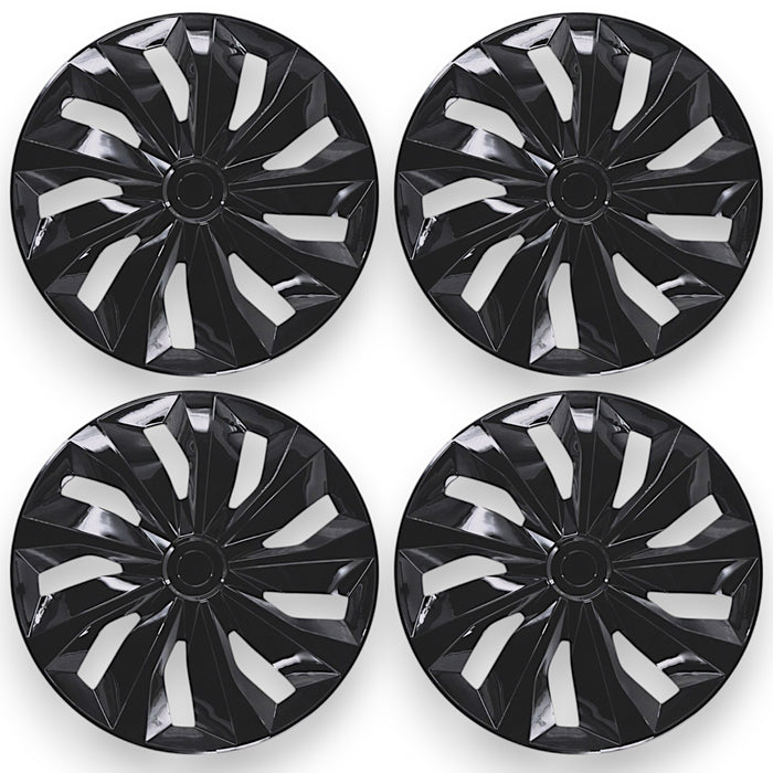 WC101-15BLK 4 PCS Gloss Black Patented Snap-on Wheel Cover