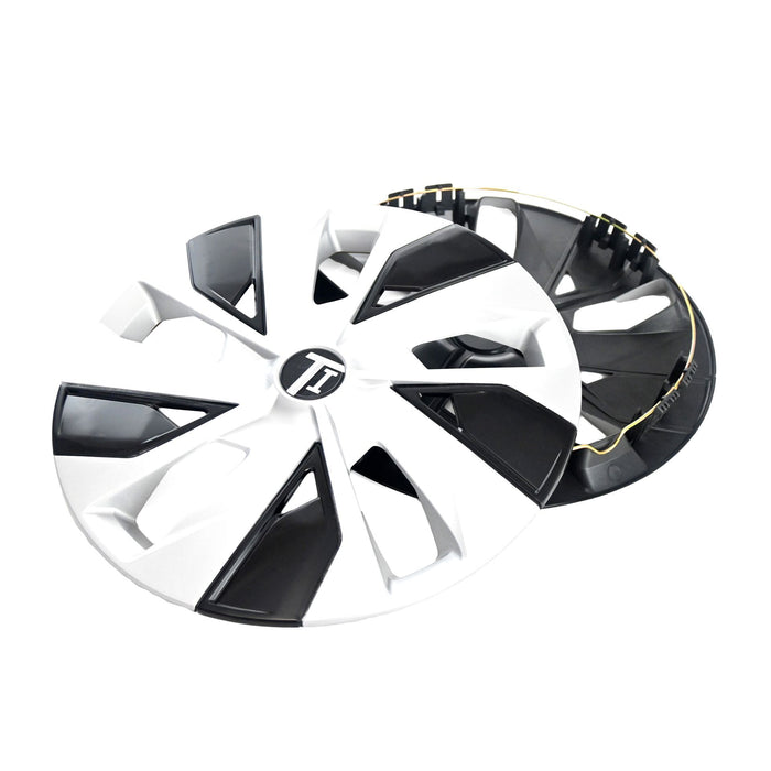 WC104-16SB 4 PCS Silver/Gloss Black Snap-on Wheel Cover Set