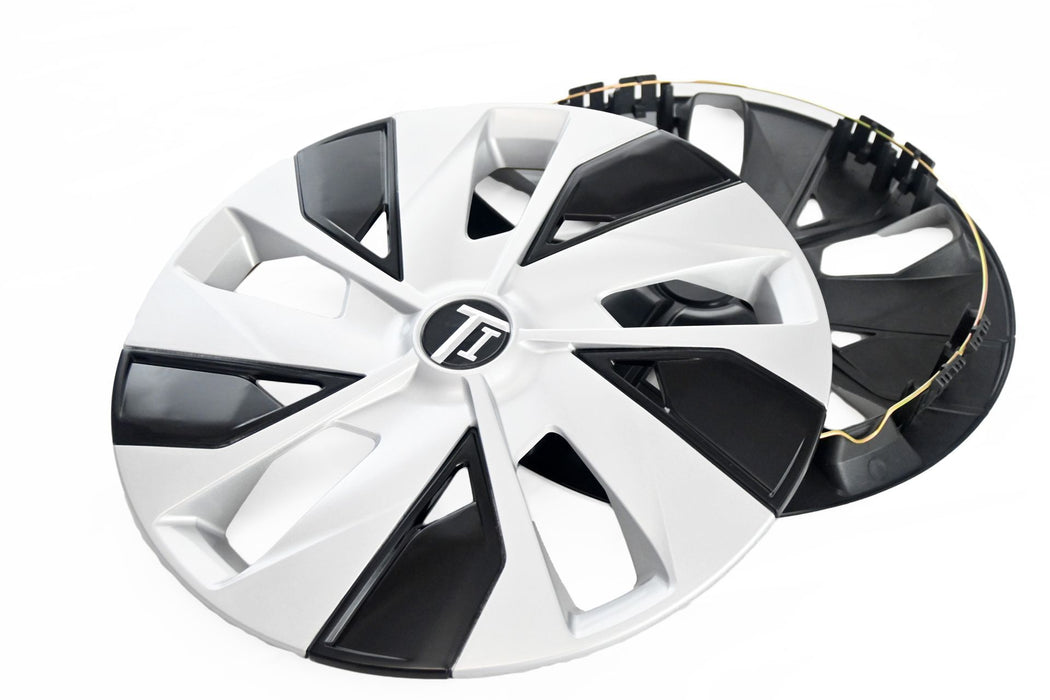 WC104-16SB 4 PCS Silver/Gloss Black Snap-on Wheel Cover Set