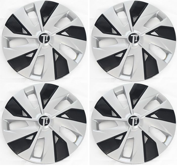 WC104-16SB 4 PCS Silver/Gloss Black Snap-on Wheel Cover Set