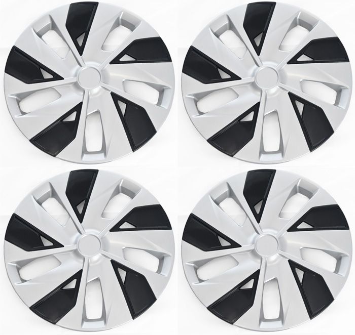 WC104-16SB 4 PCS Silver/Gloss Black Snap-on Wheel Cover Set