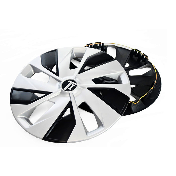 WC106-17SB 4 PCS Silver/Gloss Black Snap-on Wheel Cover Set