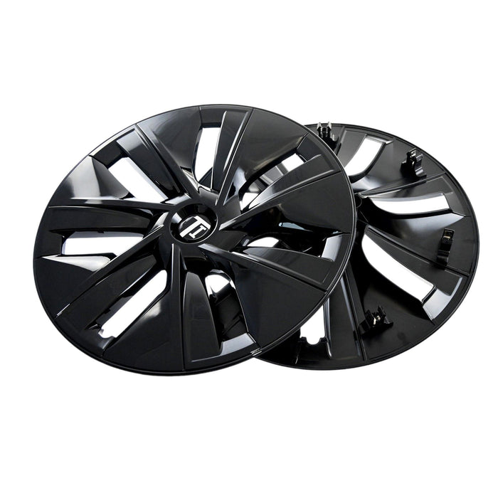 WC108-19BLK 20-24 Tesla Y 4 PCS Gloss Black Snap-on Wheel Cover Set