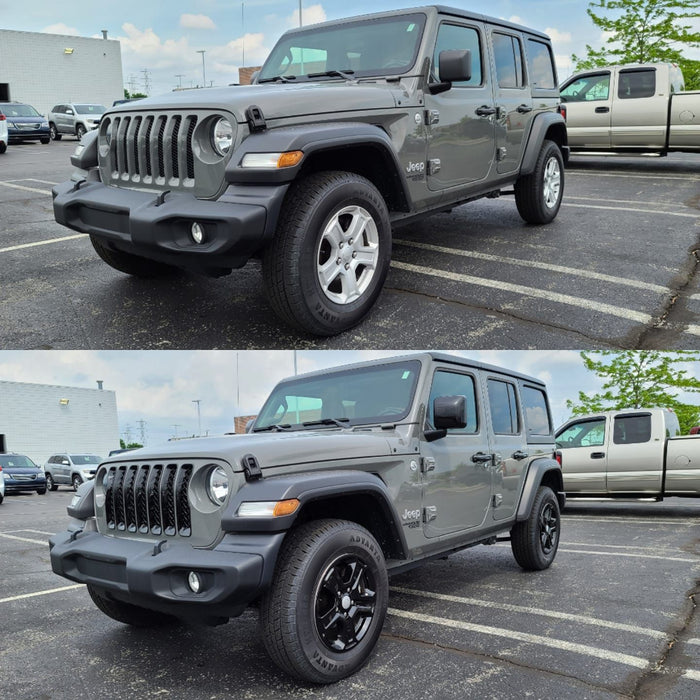 MC6296BLK 18-24 Jeep Wrangler, 20-24 Jeep Gladiator JL 2 PCS No Turn Signal Full Gloss Black Tape-on Mirror Cover