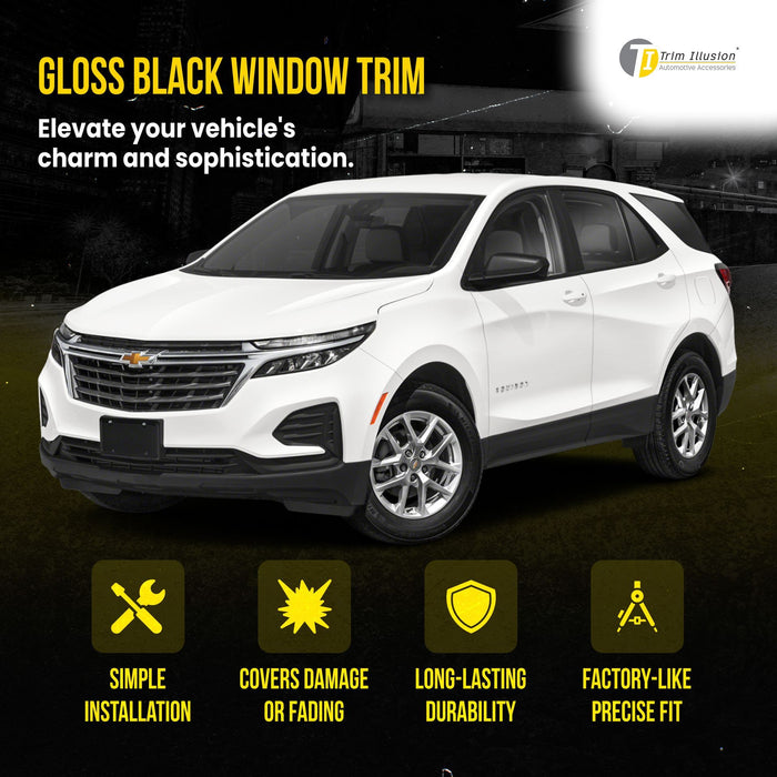 WT6006BLK 22-24 Chevrolet Equinox 8 PCS Gloss Black Tape-on Window Trim Set